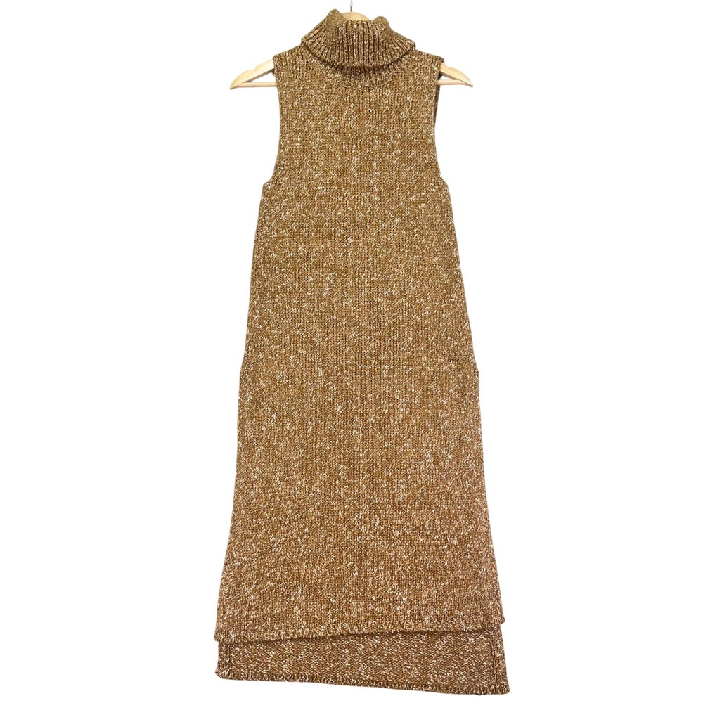 Anthropologie Turtleneck Sleeveless Tunic Sweater Dress Womens XS Brown Wool‎ - Picture 2 of 12